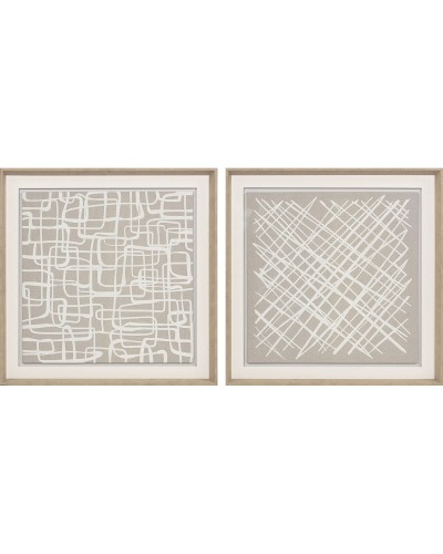 Quadro Home ESPRIT Bianco Beige Astratto Città 80 x 5 x 80 cm (2 Unità)