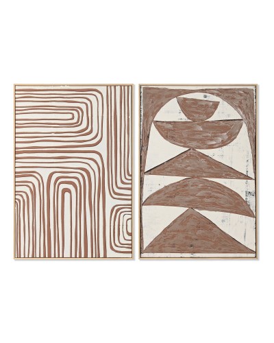 Cadre Home ESPRIT Beige Terre cuite Abstrait 83 x 4,3 x 123 cm (2 Unités)