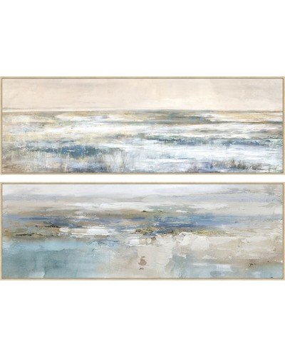 Cuadro Home ESPRIT Azul Blanco Abstracto Moderno 153 x 4,3 x 53 cm (2 Unidades)