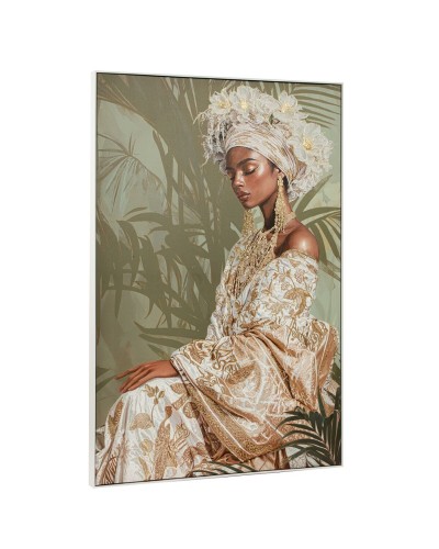 Schilderij Home ESPRIT Wit Groen Koloniaal Afrikaanse 100 x 4,5 x 150 cm