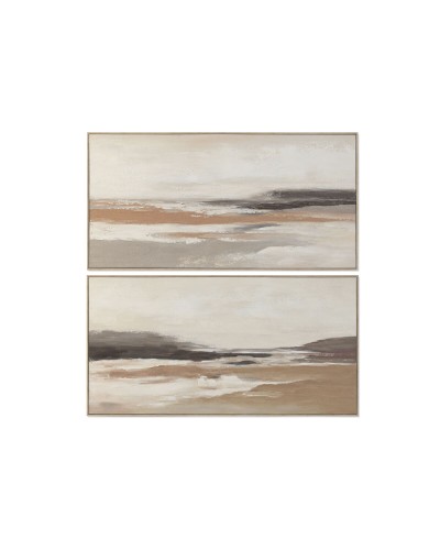 Schilderij Home ESPRIT Wit Beige Abstract Modern 142,5 X 4,5 X 72,5 CM (2 Stuks)