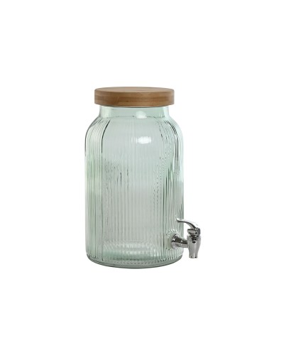 Dryckdispenser Home ESPRIT Silvrig Silikon Bambu Glas Plast 5,5 L 18 x 18 x 31 cm