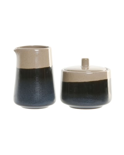Mjölkkanna och sockerskål Home ESPRIT Blå Grå Porslin 250 ml 9 X 9 X 8,4 cm 2 Delar