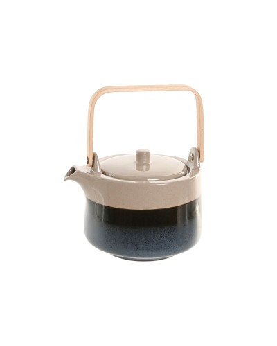 Teekannu Home ESPRIT Sininen Harmaa Bambu Posliini 1 L