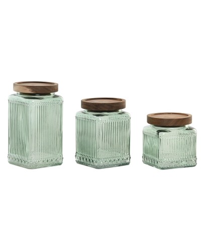 Set de 3 Botes Home ESPRIT Verde Natural 1 L 3 Piezas