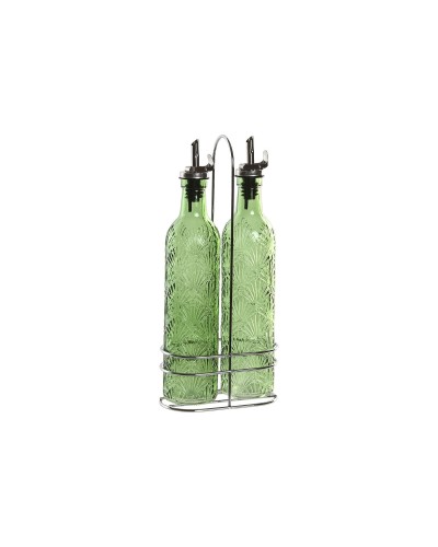 Olie en azijnset Home ESPRIT Groen Metaal Aluminium Kristal ABS Modern 500 ml 14 X 7,4 X 32 CM