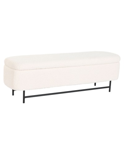 Panca Home ESPRIT Bianco Nero Poliestere Acciaio 145 x 45 x 45 cm