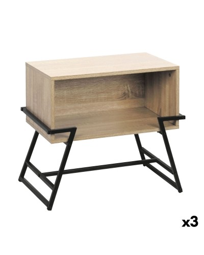 Table d'appoint MobleKit Marron Noir 50 x 33 x 45 cm Métal Bois MDF (3 Unités)