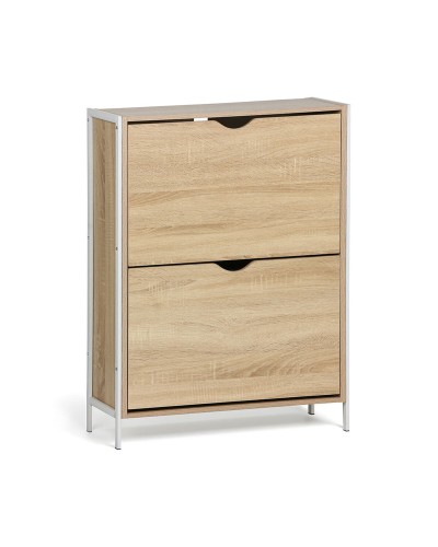 Range-chaussures MobleKit Blanc Marron Bois Métal 65 x 24 x 80 cm