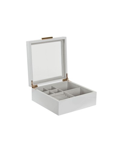 Boîte à bijoux Home ESPRIT Blanc Beige Bois Verre