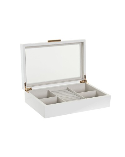 Boîte à bijoux Home ESPRIT Blanc Beige Bois Verre