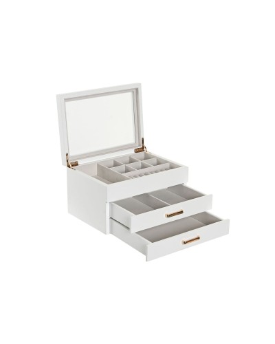 Doos-Juwelenkistje Home ESPRIT Wit Hout Kristal