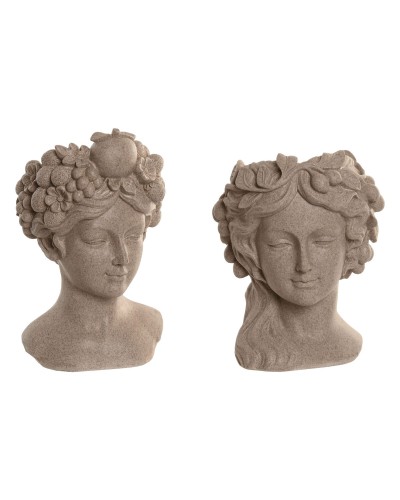 Macetero Home ESPRIT Beige Resina Romántico 18 X 20 X 29 CM (2 Unidades)