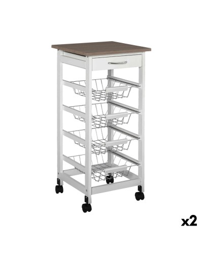 Grönsaksvagn MobleKit Vit Brun Trä Metall 37 x 37 x 82 cm (2 antal)