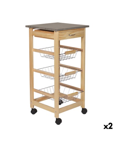 Gemüsewagen MobleKit Braun Grau Holz Metall 37 x 37 x 76 cm (2 Stück)