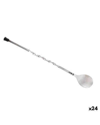 Cucchiaio da Cocktail Neutro Top Argentato Acciaio inossidabile 3,7 x 27,8 cm 24 Unità