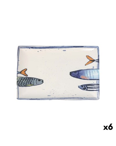 Kochschüssel La Mediterránea Peixe 2.0 Bunt aus Keramik rechteckig 30 x 20 x 2,5 cm (6 Stück)