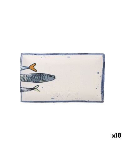 Servingsfat La Mediterránea Peixe 2.0 Multicolour Keramik Rektangulär 25,3 x 15 x 2 cm (18 antal)