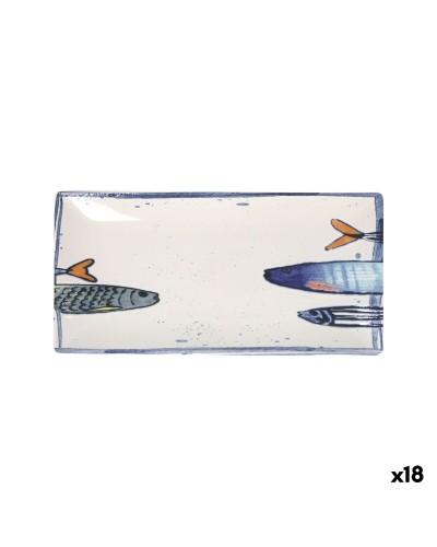 Vuoka La Mediterránea Peixe 2.0 Monivärinen Keraminen Suorakulmainen 30 x 15 x 2 cm (18 osaa)