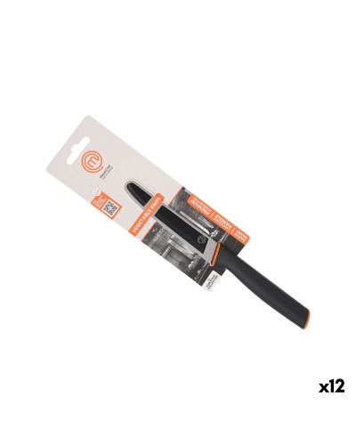 Couteau à éplucher les légumes MasterChef Noir Argenté Acier inoxydable 11,5 cm (12 Unités)