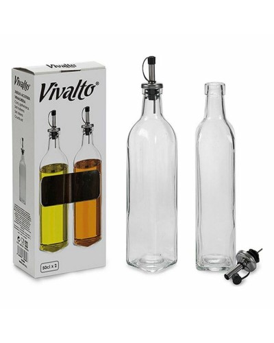 Öl- und Essig-Set Vivalto Durchsichtig Glas Silikon Kristall 500 ml 5,7 x 29,5 x 5,7 cm 12 x 31 x 6 cm 2 Stück