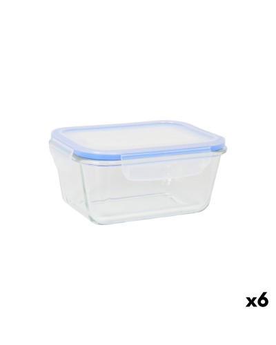 Lunchbox Quttin Blauw Transparant Rechthoekig (6 Stuks)
