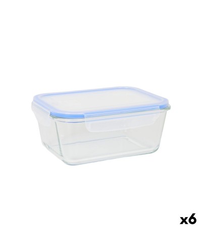 Lunch box Quttin Blue Transparent Rectangular 1,3 L (6 Units)