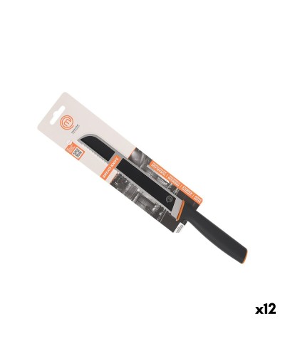 Couteau à pain MasterChef Acier inoxydable 20 cm Noir Argenté (12 Unités)
