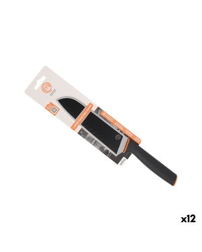 Keukenmes MasterChef SANTOKU Zwart Zilverkleurig Roestvrij staal 18 cm (12 Stuks)