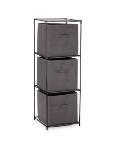 Estantería Kipit Negro Gris Tela Polipropileno Hierro Plástico 35 x 35 x 102 cm