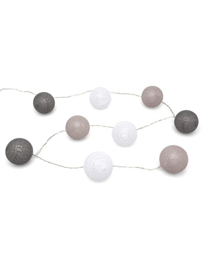 Wreath of LED Balls 150 cm Grey