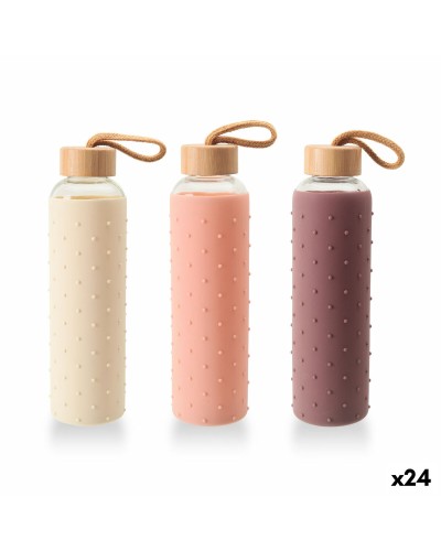 Bouteille d'eau Bewinner verre Silicone 600 ml (24 Unités)