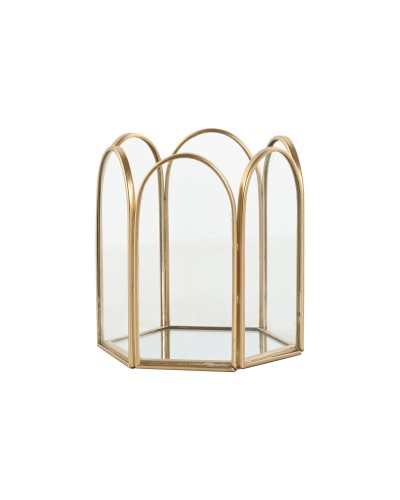 Scatola-Portagioie Home ESPRIT Dorato Metallo Cristallo 9,2 X 8,2 X 9,5 cm