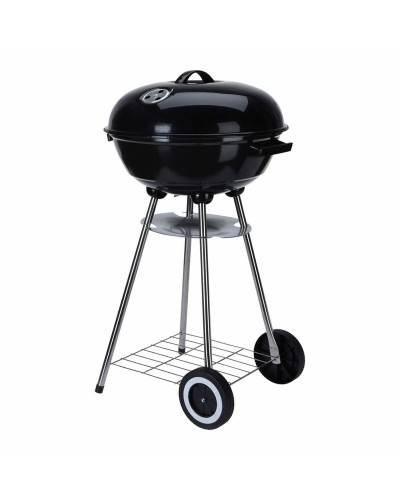 Kolgrill med hjul Svart Emaljerat stål Rund