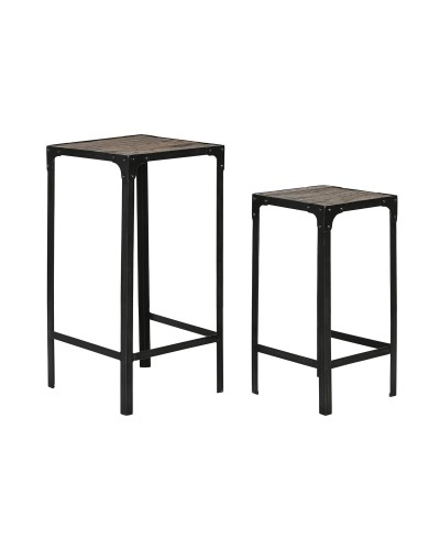 Satztische Esprit Schwarz Natur 38x38x75 cm, 2er-Set
