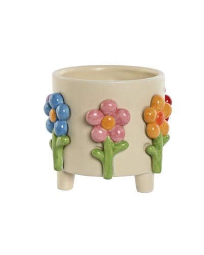 Esprit Vase in Cream Multicolored Dolomite for Flowers, 20x20x18 cm
