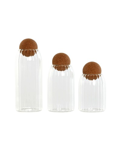 3er Set Vorratsgläser aus transparentem Borosilikatglas, 1 L mit Korkdeckel ESPRIT
