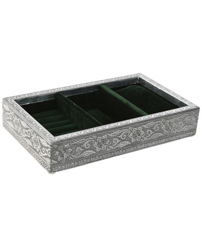 Doos-Juwelenkistje Home ESPRIT Groen Zilverkleurig Hout Aluminium 25 x 15 x 5 cm