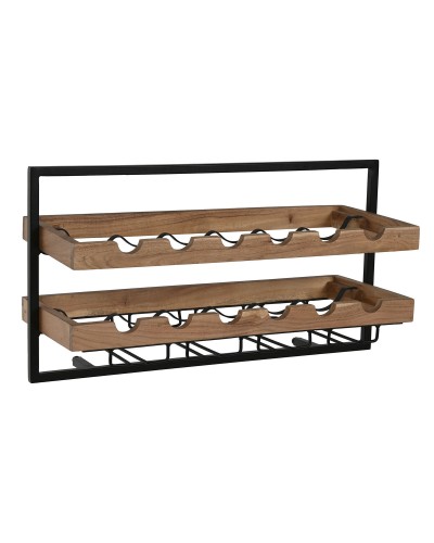 Flessenrek Home ESPRIT Zwart Natuurlijk 65 x 25 x 35 cm