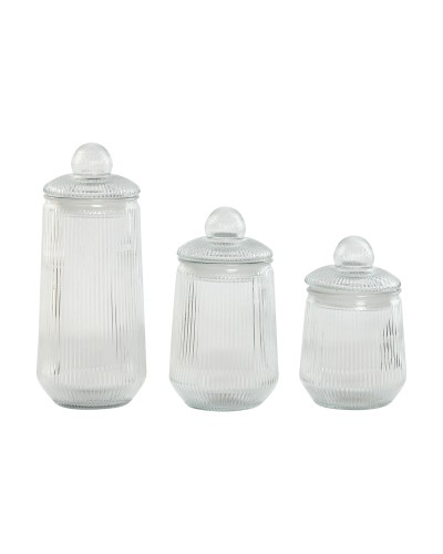 ESPIRIT 3er Set Transparente Silikon Vorratsdosen Kristall (1,4 L)
