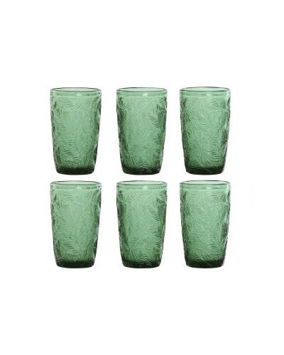 Verres Vert Cristal ESPRIT (370 ml) avec Relief | Idéaux pour l'Eau, les Boissons et les Smoothies.
