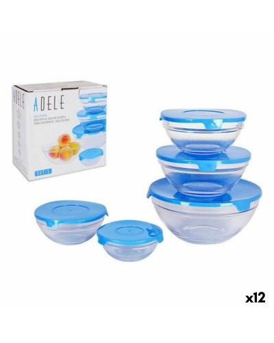 Adele Stackable Bowls Blue with Lids - Set of 5 (Diameter 17 cm)
