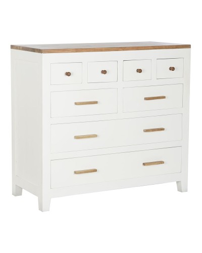DKD Home Decor City Kommode aus Mango- und Akazienholz, Weiß und Braun, 110 x 45 x 100 cm
