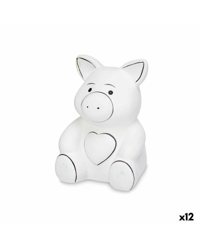 Salvadanaio in Ceramica a Forma di Maiale da Dipingere - 9 x 11,8 x 8,5 cm