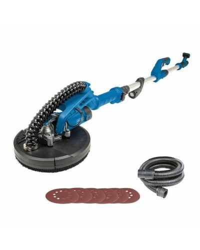 Ponceuse excentrique Scheppach DS920X : orbite de 2,5 mm, moteur de 320 W, plateau de ponçage de 125 mm.
