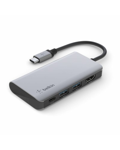 USB HUB 4 Portar Belkin AVC006btSGY Grå Svart Silvrig Aluminium