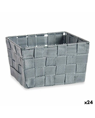 Korg Flätning Grå Tyg (15 x 10,5 x 20 cm) (24 antal)