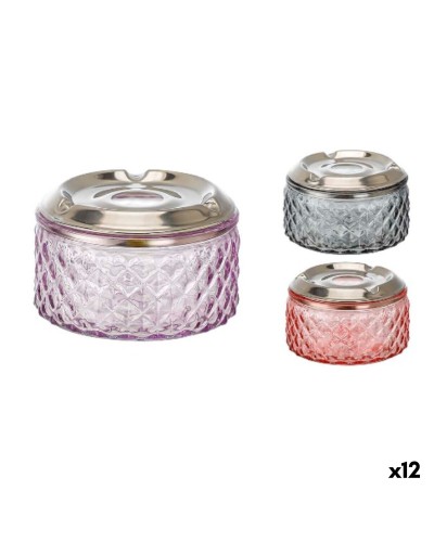 Asbak Confortime Glas Staal 10,5 x 10,5 x 6,6 cm (12 Stuks)