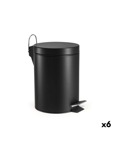 Poubelle à pédale Confortime Noir 5 L (6 Unités)