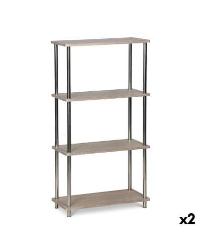 Bokhylla MobleKit Brun Silvrig Trä Stål 60 x 29,5 x 112 cm (2 antal)